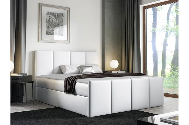 Ripon Sengeramme 140x200 cm i Kunstlær med Fasthetsgrad Medium - Hvit - Møbler - Senger - Sengeramme & sengestamme