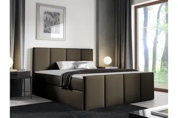 Ripon Sengeramme med Oppbevaring 140x200 cm i Fløyel med Fasthetsgrad Medium - Brun - Møbler - Senger - Sengeramme & sengestamme
