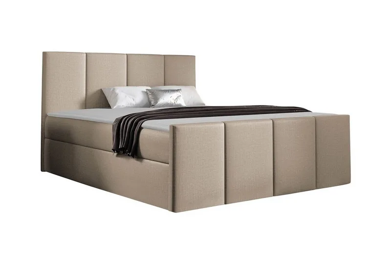 Ripon Sengeramme med Oppbevaring 140x200 cm i Stoff med Fasthetsgrad Medium, Beige