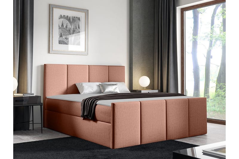 Ripon Sengeramme med Oppbevaring 140x200 cm i Stoff med Fasthetsgrad Medium - Rosa - Møbler - Senger - Sengeramme & sengestamme
