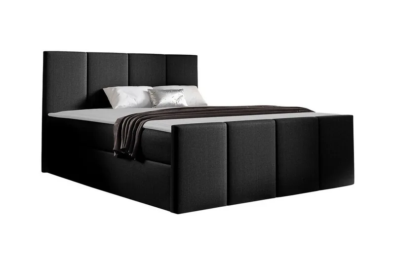 Ripon Sengeramme med Oppbevaring 140x200 cm i Stoff med Fasthetsgrad Medium, Svart