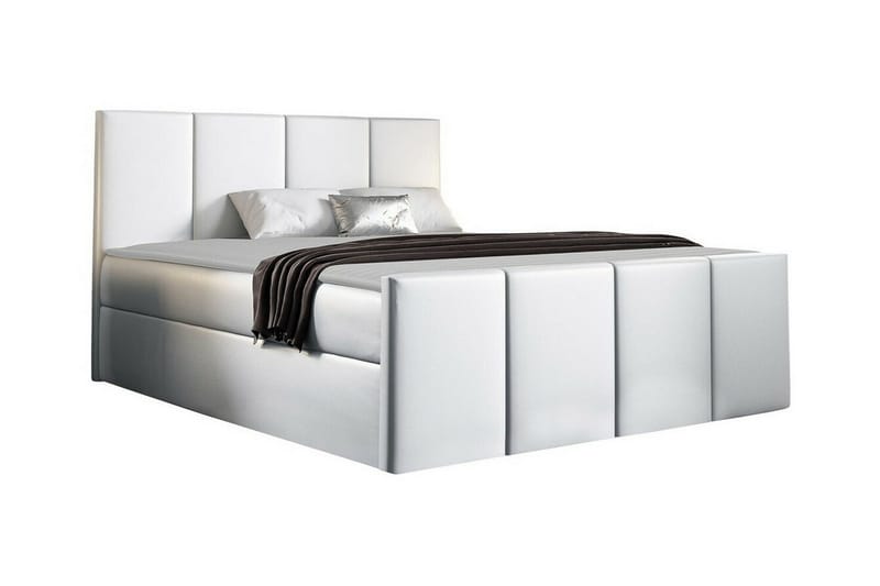 Ripon Sengeramme med Oppbevaring 180x200 cm i Kunstlær, Hvit