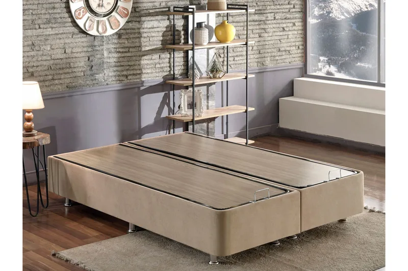 Ryntham Sengeramme Dobbel 140x190 - Lysebrun - Møbler - Senger - Sengeramme & sengestamme