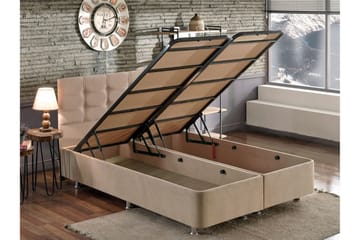 Ryntham Sengeramme Dobbel med Sengegavl 180x200 cm - Lysebrun - Møbler - Senger - Sengeramme & sengestamme