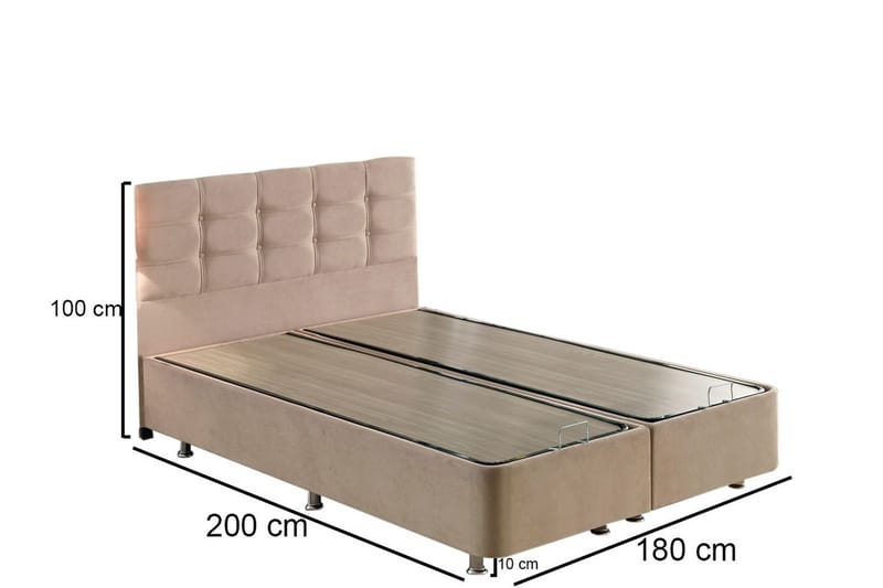 Ryntham Sengeramme Dobbel med Sengegavl 180x200 cm - Lysebrun - Møbler - Senger - Sengeramme & sengestamme