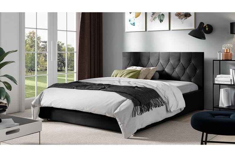 Seng 127x222 cm - Svart - Møbler - Senger - Sengeramme & sengestamme
