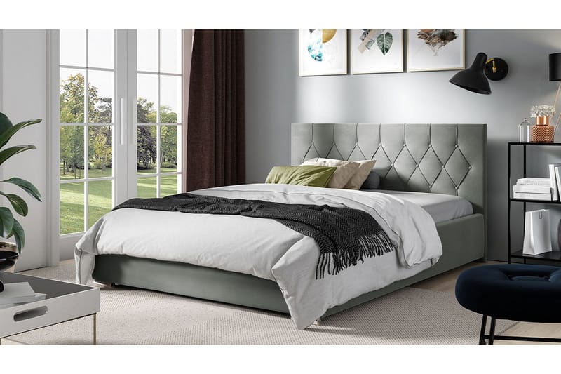 Seng 187x222 cm - Grå - Møbler - Senger - Sengeramme & sengestamme