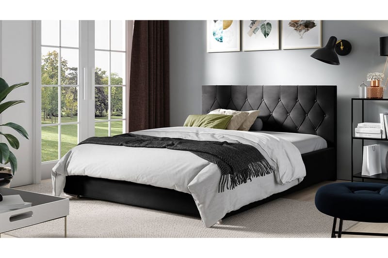 Seng 207x222 cm - Svart - Møbler - Senger - Sengeramme & sengestamme