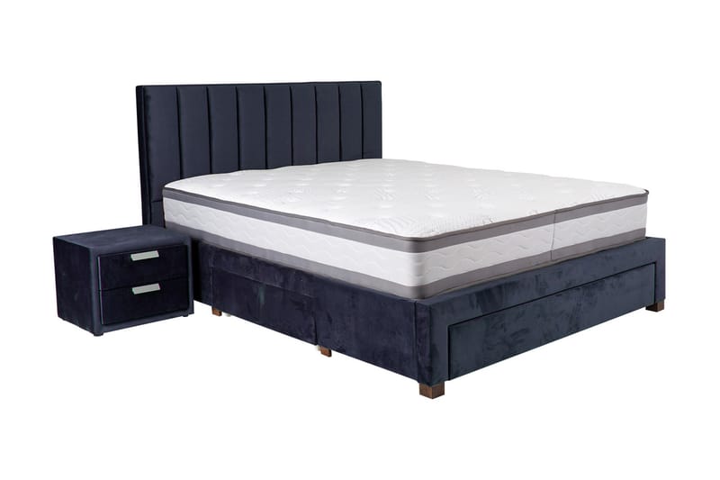 Seng GRACE med skuffer uten madrass 160x200cm Blå - Møbler - Senger - Sengeramme & sengestamme