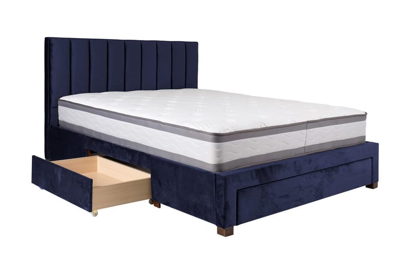 Seng GRACE med skuffer uten madrass 160x200cm Blå - Møbler - Senger - Sengeramme & sengestamme