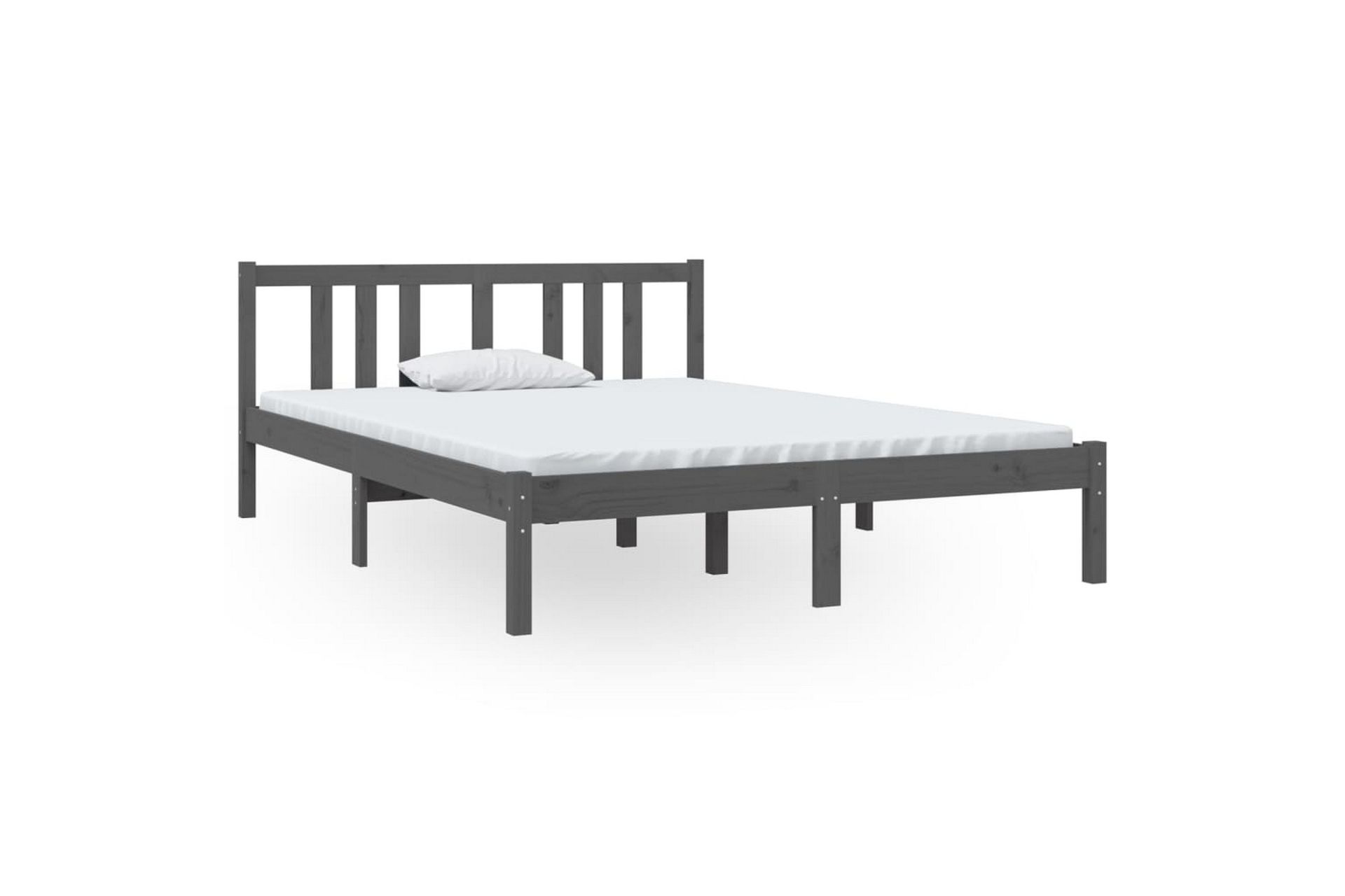 Sengeramme grå heltre 135x190 cm 4FT6 Double - Grå - Møbler - Senger - Sengeramme & sengestamme