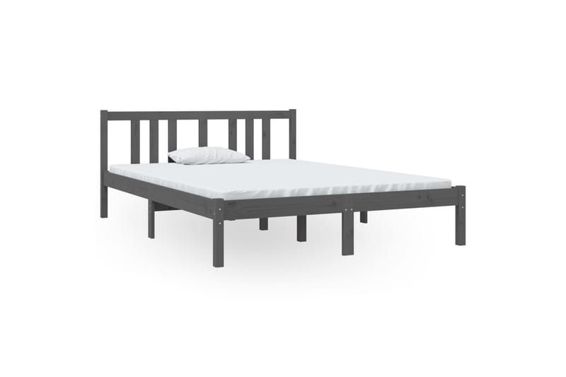 Sengeramme grå heltre 135x190 cm 4FT6 Double - Grå - Møbler - Senger - Sengeramme & sengestamme