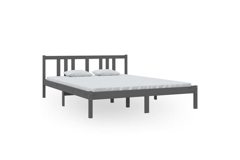 Sengeramme grå heltre 150x200 cm 5FT King Size - Grå - Møbler - Senger - Sengeramme & sengestamme