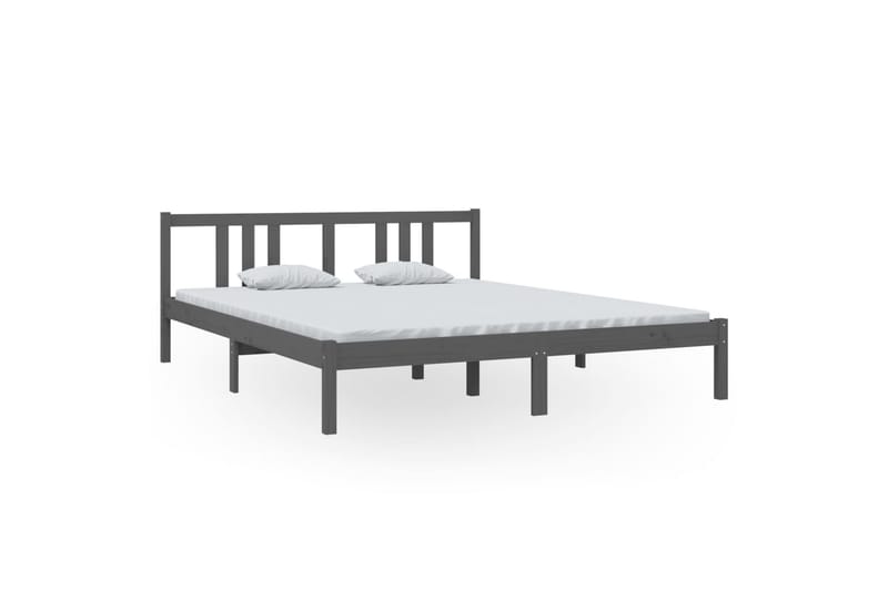 Sengeramme grå heltre 160x200 cm - Grå - Møbler - Senger - Sengeramme & sengestamme