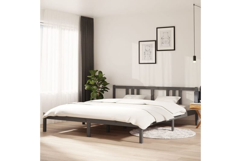 Sengeramme grå heltre 180x200 cm 6FT Super King - Grå - Møbler - Senger - Sengeramme & sengestamme