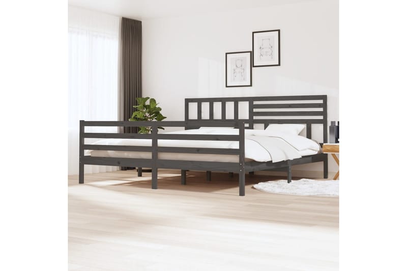 Sengeramme grå heltre 200x200 cm - Grå - Møbler - Senger - Sengeramme & sengestamme