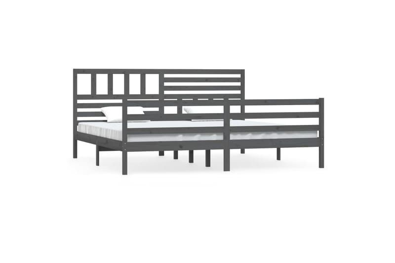 Sengeramme grå heltre 200x200 cm - Grå - Møbler - Senger - Sengeramme & sengestamme