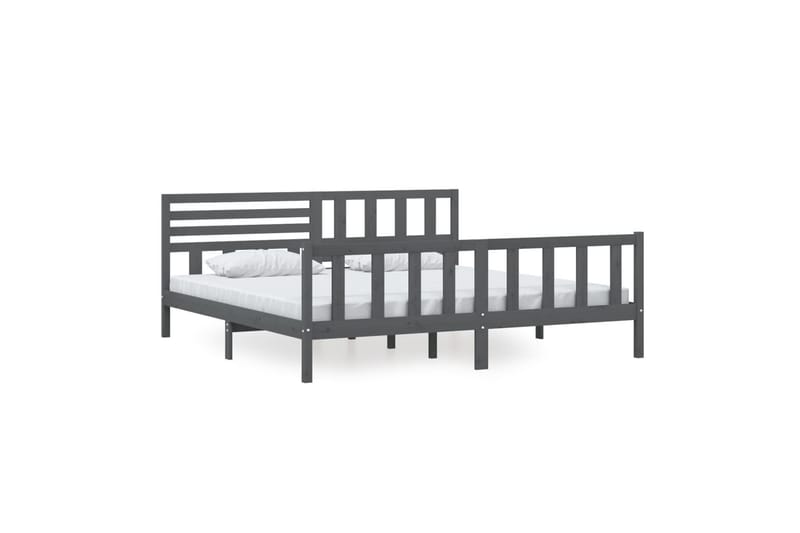 Sengeramme grå heltre 200x200 cm - Grå - Møbler - Senger - Sengeramme & sengestamme