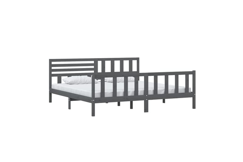 Sengeramme grå heltre 200x200 cm - Grå - Møbler - Senger - Sengeramme & sengestamme