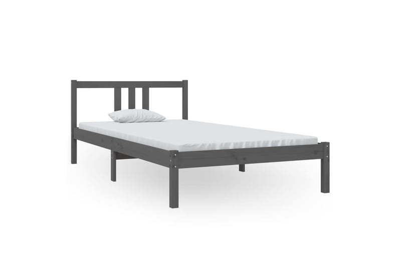 Sengeramme grå heltre furu 100x200 cm - Grå - Møbler - Senger - Sengeramme & sengestamme