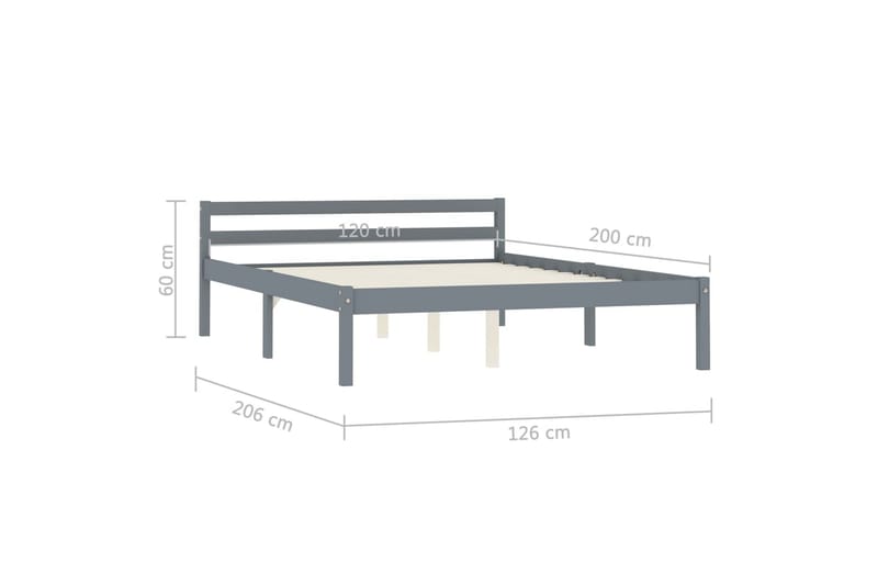 Sengeramme grå heltre furu 120x200 cm - Grå - Møbler - Senger - Sengeramme & sengestamme
