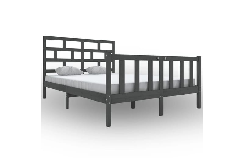 Sengeramme grå heltre furu 150x200 cm 5FT King Size - Grå - Møbler - Senger - Sengeramme & sengestamme