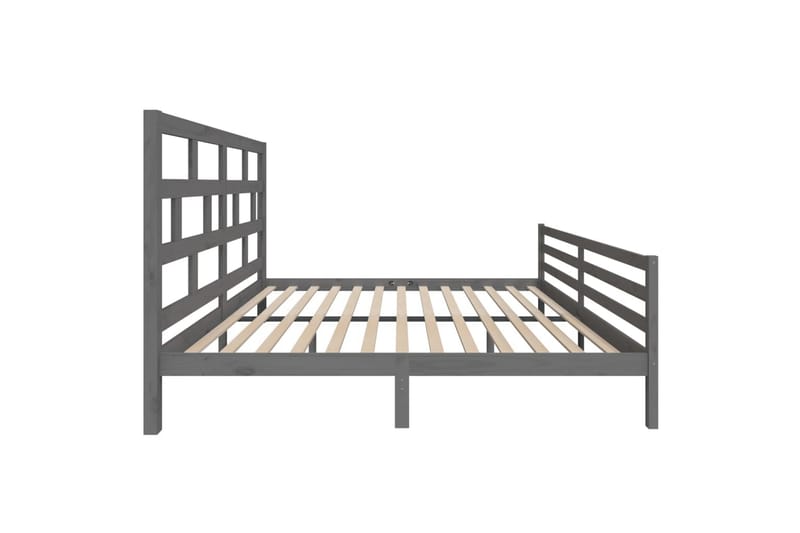 Sengeramme grå heltre furu 200x200 cm - Grå - Møbler - Senger - Sengeramme & sengestamme