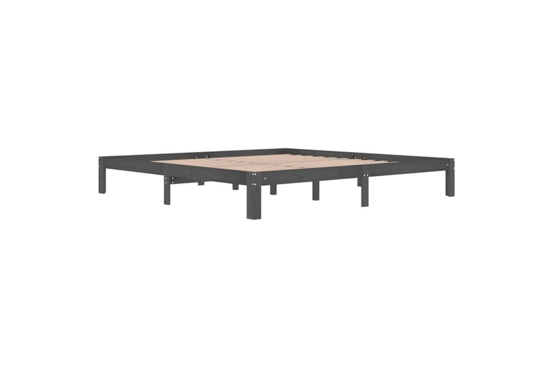 Sengeramme grå heltre furu 200x200 cm - Grå - Møbler - Senger - Sengeramme & sengestamme