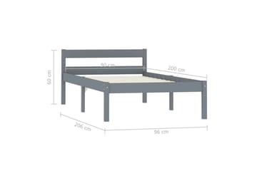 Sengeramme grå heltre furu 90x200 cm - Grå - Møbler - Senger - Sengeramme & sengestamme