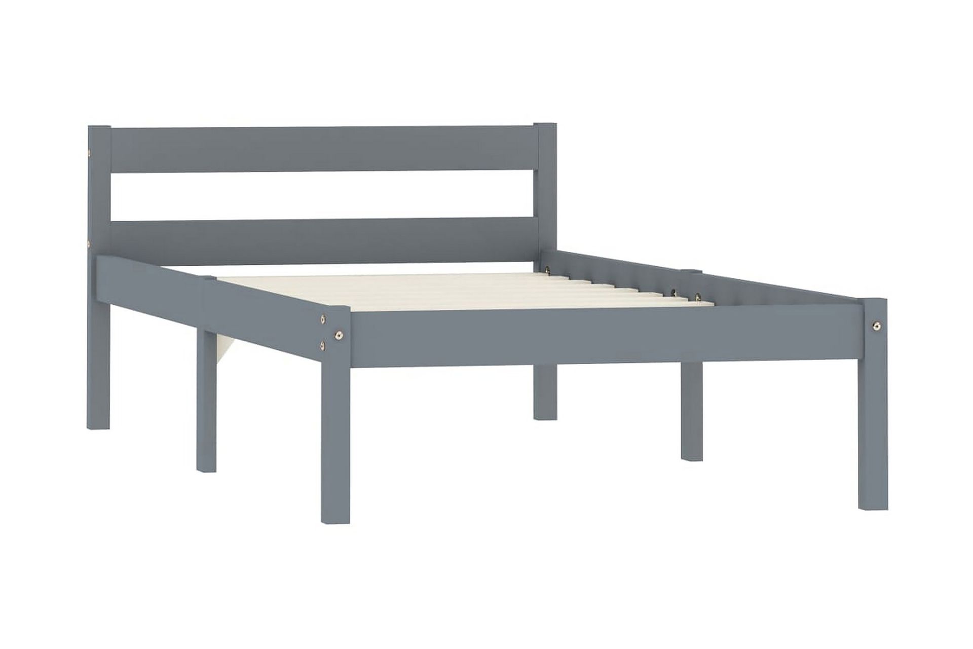 Sengeramme grå heltre furu 90x200 cm - Grå - Møbler - Senger - Sengeramme & sengestamme