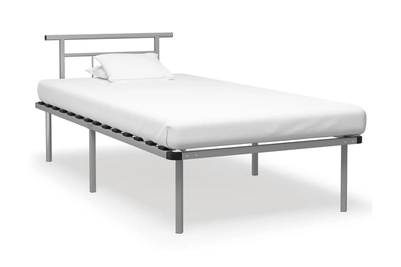 Sengeramme grå metall 100x200 cm - Grå - Møbler - Senger - Sengeramme & sengestamme