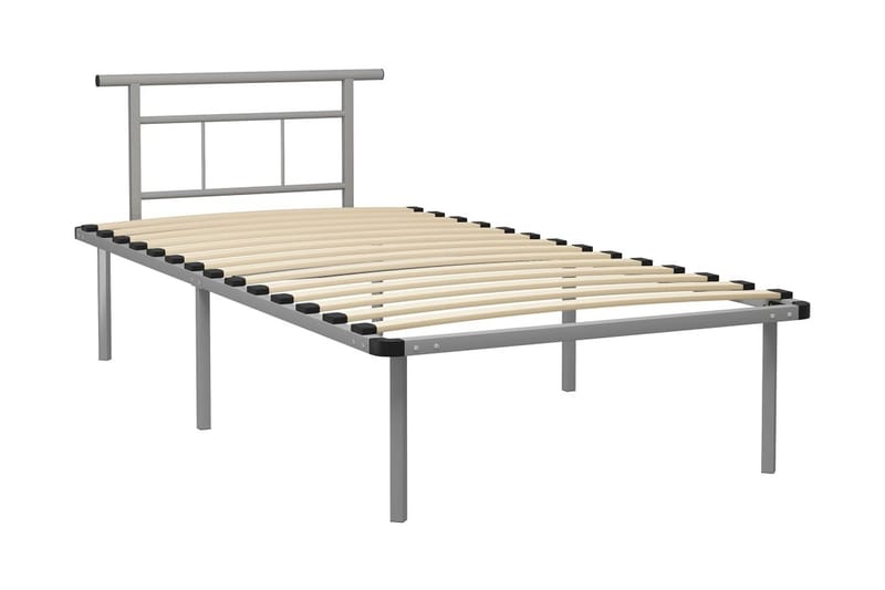 Sengeramme grå metall 100x200 cm - Grå - Møbler - Senger - Sengeramme & sengestamme