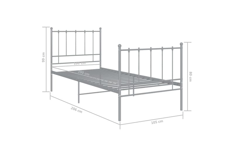 Sengeramme grå metall 100x200 cm - Grå - Møbler - Senger - Sengeramme & sengestamme
