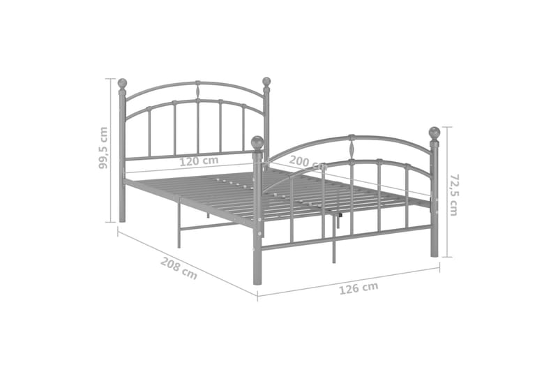 Sengeramme grå metall 120x200 cm - Grå - Møbler - Senger - Sengeramme & sengestamme