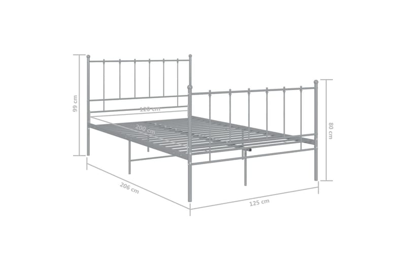 Sengeramme grå metall 120x200 cm - Grå - Møbler - Senger - Sengeramme & sengestamme