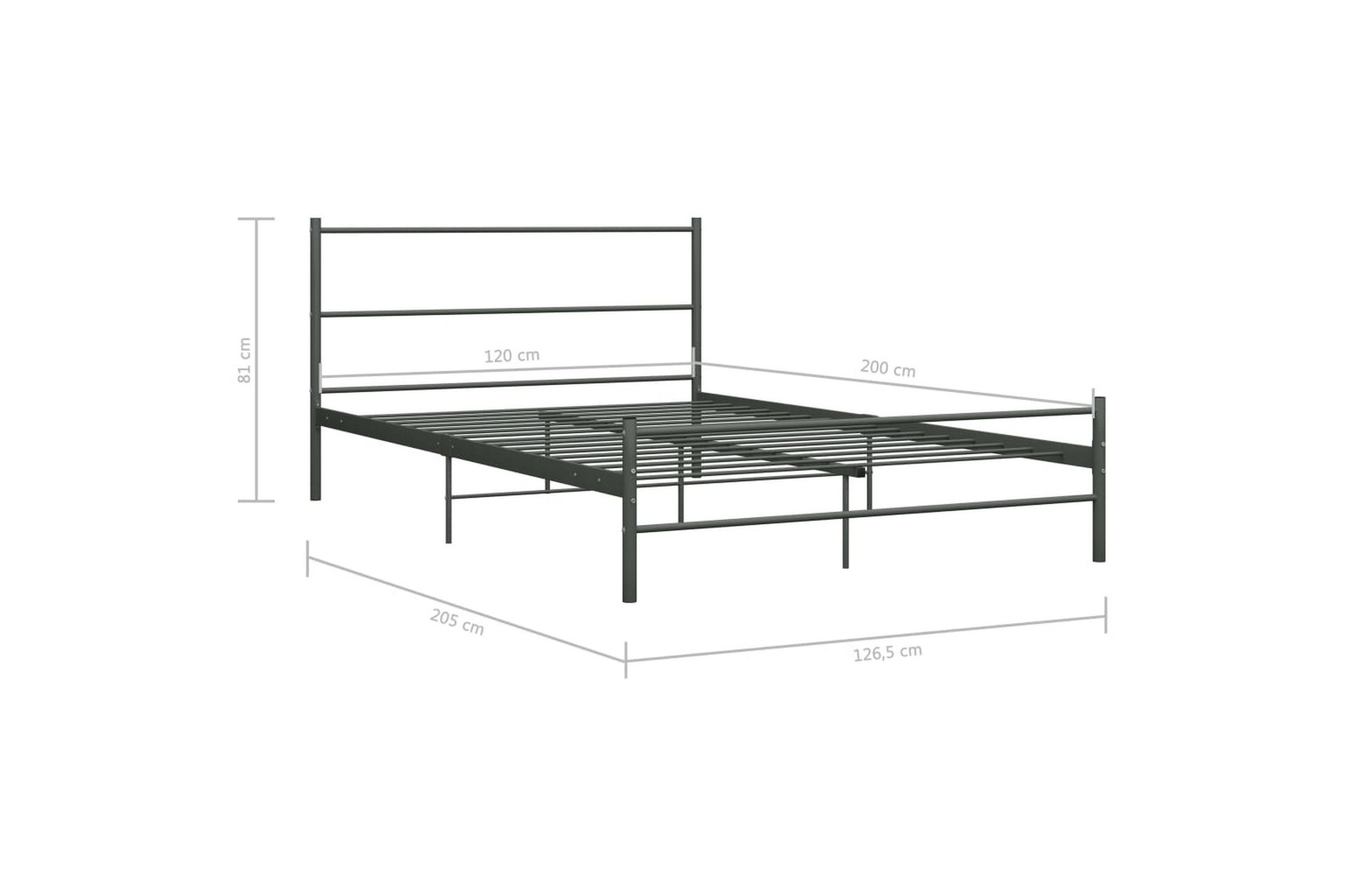 Sengeramme grå metall 120x200 cm - Møbler - Senger - Sengeramme & sengestamme
