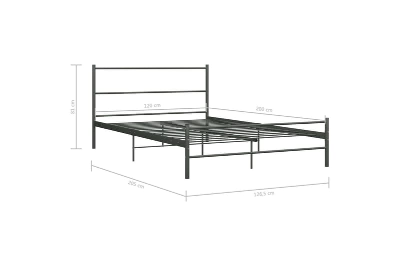 Sengeramme grå metall 120x200 cm - Møbler - Senger - Sengeramme & sengestamme