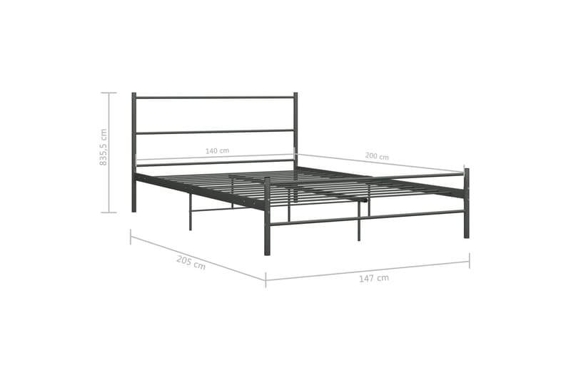 Sengeramme grå metall 140x200 cm - Møbler - Senger - Sengeramme & sengestamme