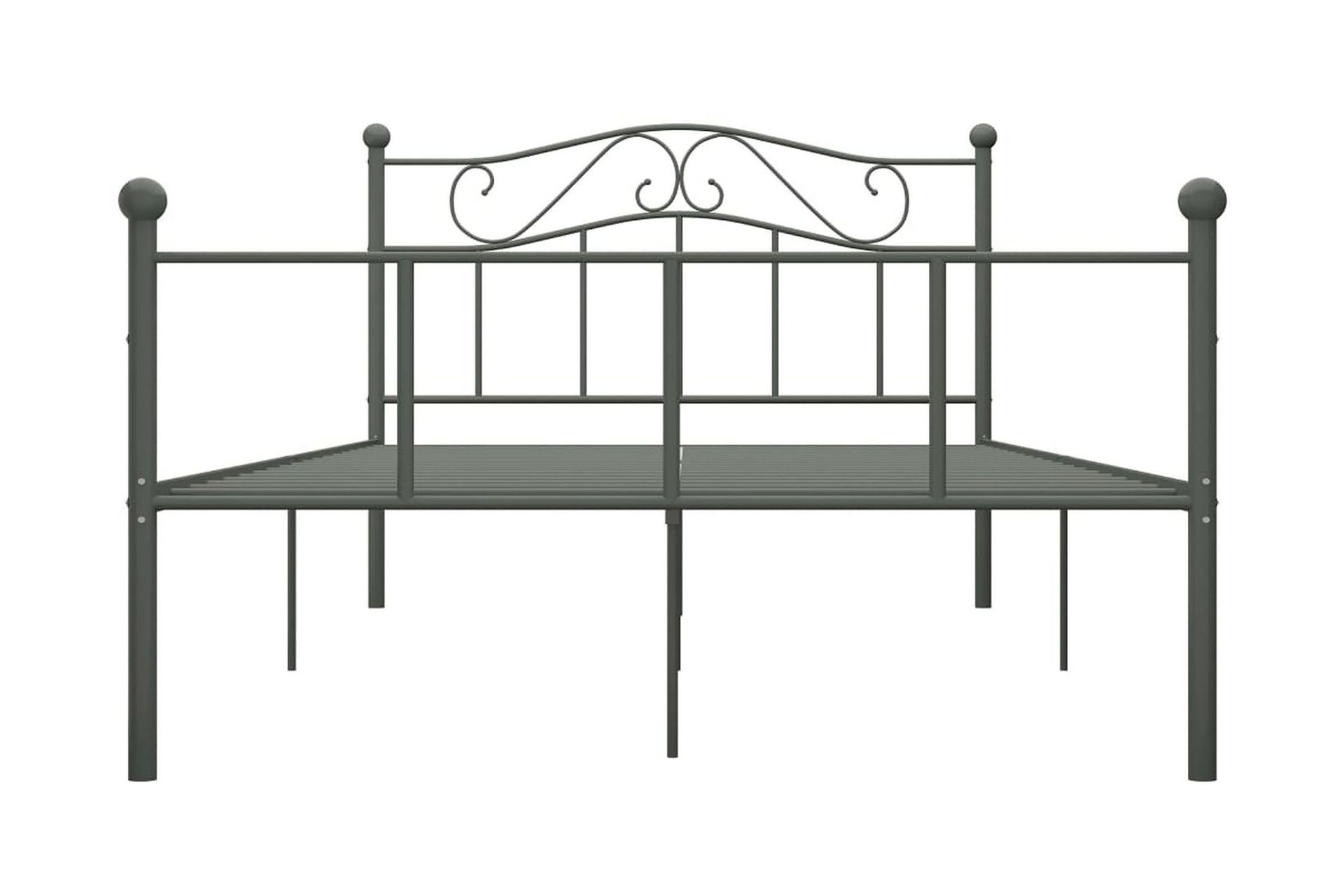 Sengeramme grå metall 160x200 cm - Grå - Møbler - Senger - Sengeramme & sengestamme