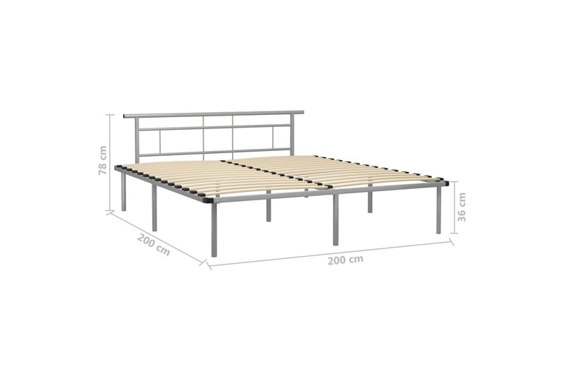 Sengeramme grå metall 200x200 cm - Grå - Møbler - Senger - Sengeramme & sengestamme