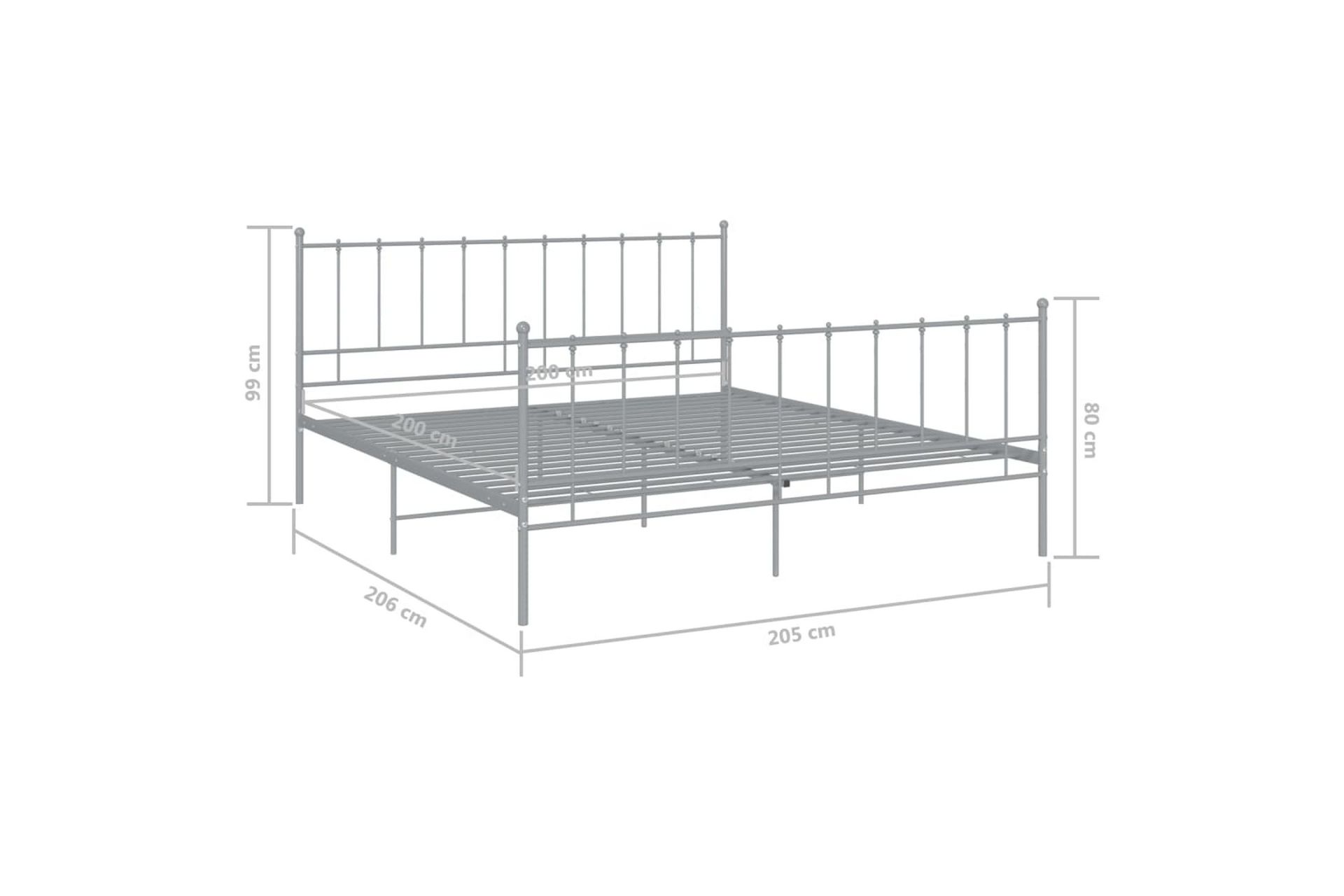 Sengeramme grå metall 200x200 cm - Grå - Møbler - Senger - Sengeramme & sengestamme