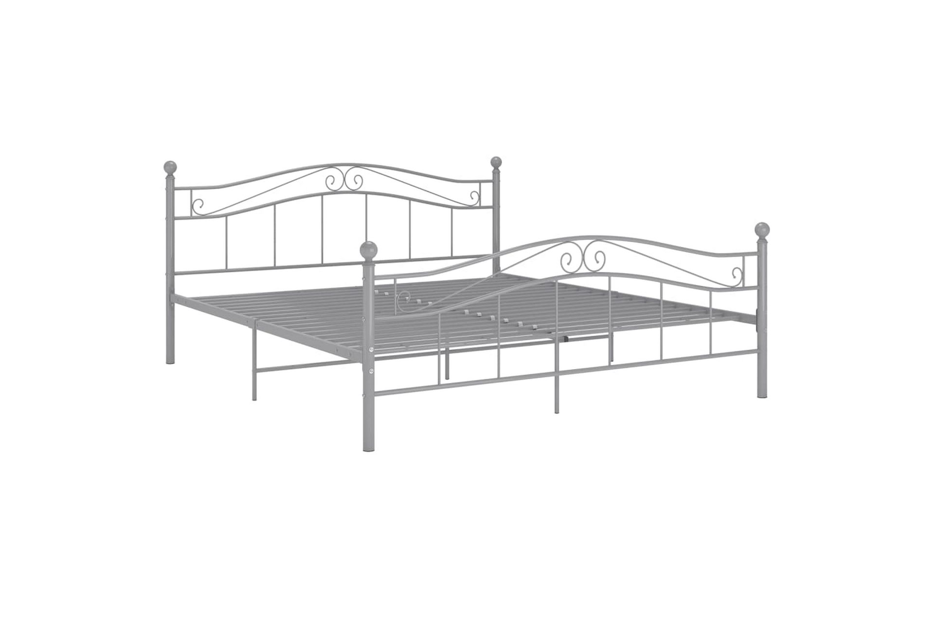 Sengeramme grå metall 200x200 cm - Grå - Møbler - Senger - Sengeramme & sengestamme