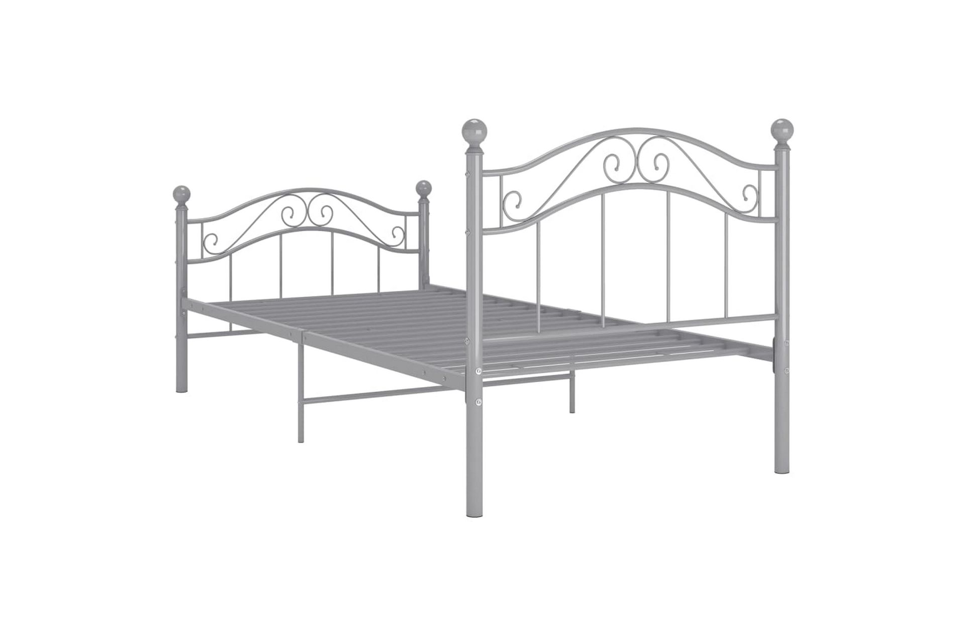 Sengeramme grå metall 90x200 cm - Grå - Møbler - Senger - Sengeramme & sengestamme