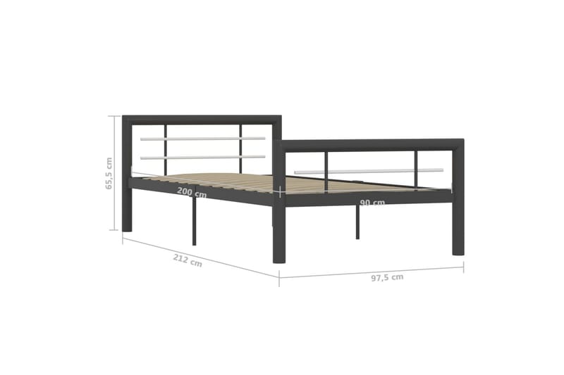 Sengeramme grå og hvit metall 90x200 cm - Grå - Møbler - Senger - Sengeramme & sengestamme