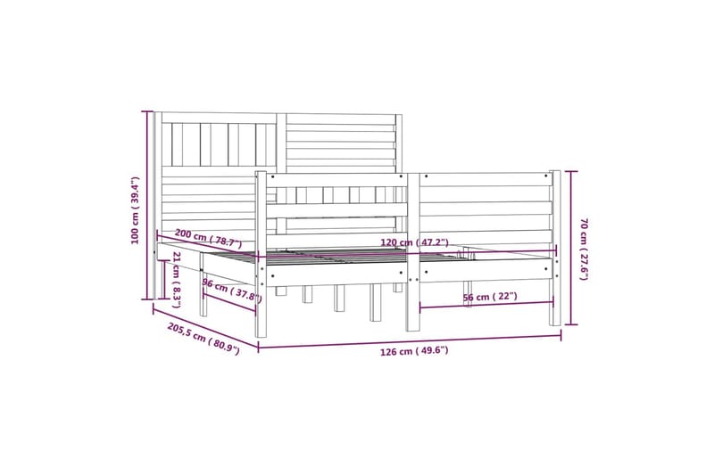 Sengeramme heltre 120x200 cm - Brun - Sengeramme & sengestamme