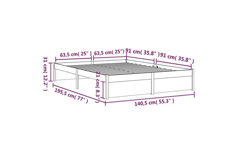 Sengeramme heltre 135x190 cm 4FT6 Double - Brun - Sengeramme & sengestamme