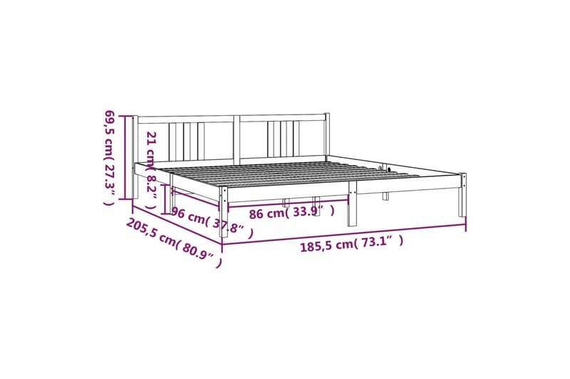 Sengeramme heltre 180x200 cm 6FT Super King - Brun - Møbler - Senger - Sengeramme & sengestamme