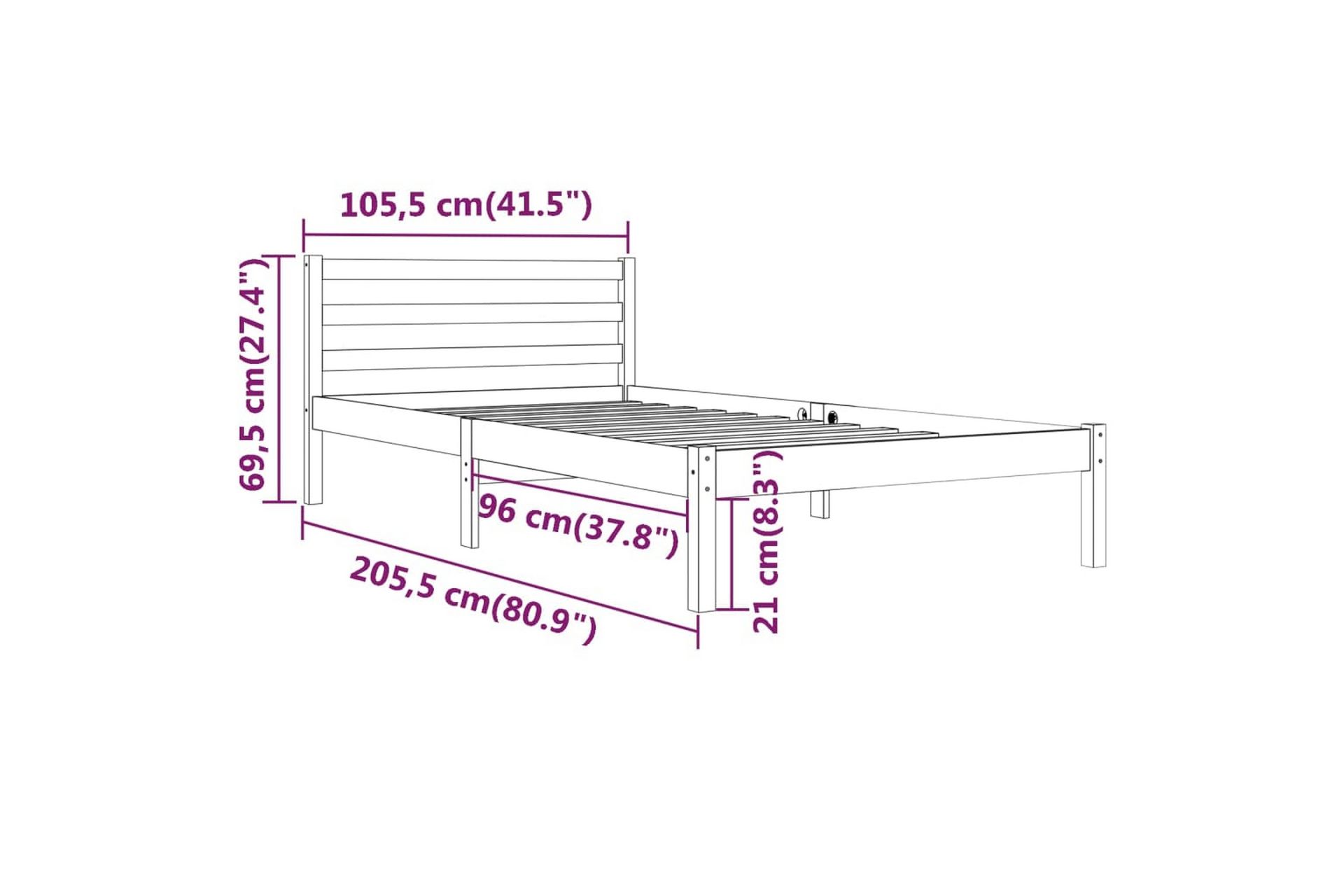 Sengeramme heltre furu 100x200 cm - Brun - Møbler - Senger - Sengeramme & sengestamme