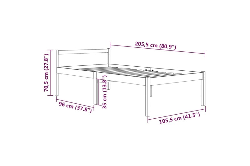Sengeramme heltre furu 100x200 cm - Brun - Møbler - Senger - Sengeramme & sengestamme