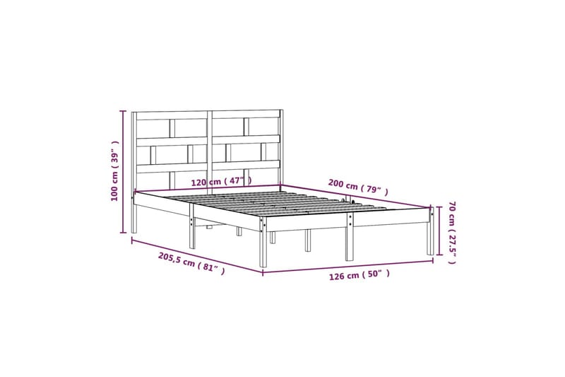 Sengeramme heltre furu 120x200 cm - Brun - Sengeramme & sengestamme